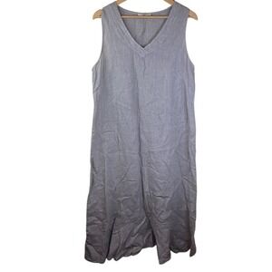 Francesca Bettini 100% Linen Made in Italy Size‎ Large Gray Midi Dress Classic